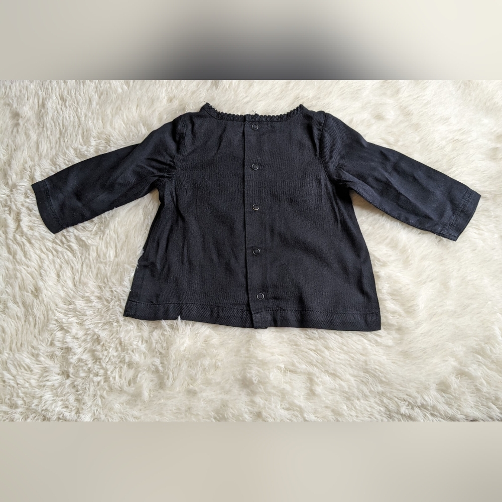 Carter's Baby blouse girl long-sleeved black with white embroidery 6 m - Picture 3 of 5